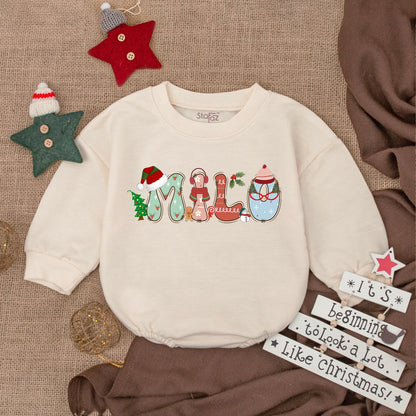 Personalized Christmas Baby Romper & Cozy Holiday Outfit Set