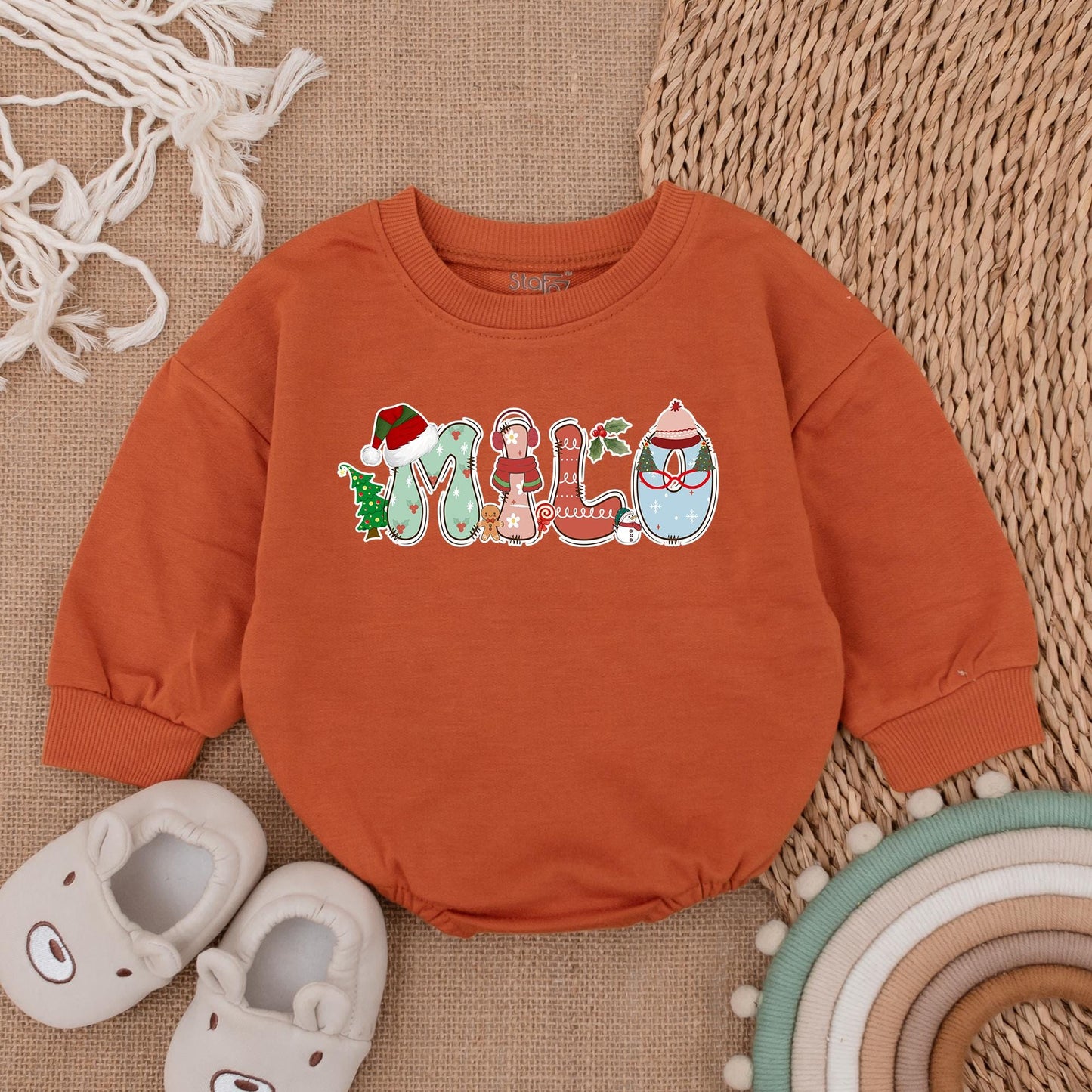 Personalized Christmas Baby Romper & Cozy Holiday Outfit Set