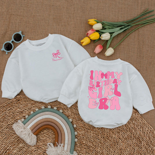 Birthday Girl Pink Bow Romper: Personalized Infant Celebration Outfit
