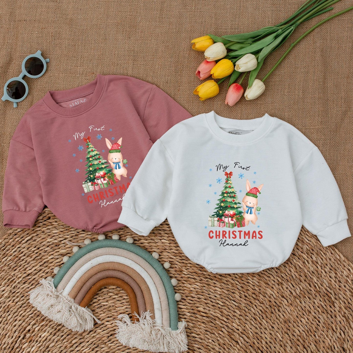 First Christmas Baby Bodysuit - Personalized Outfit & Gift Romper  