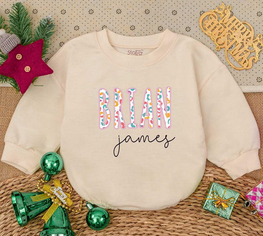 Personalized Christmas Baby Romper: Brian & james Name Sweater Outfit, First Christmas Outfit, Custom Newborn Gift, Soft Holiday Romper Sweatshirt 135chars