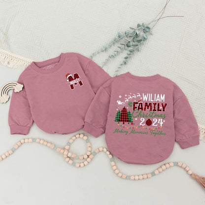 Personalized Family Christmas Sweatshirt Buffalo Plaid Name Initial Sweater Matching 2024 Making Memories Together Custom Xmas Holiday Crew Soft Cotton