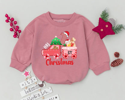 My First Christmas Baby Romper Pink Train Design Cute Holiday Outfit Gingerbread Man Santa Hat Christmas Tree Toddler Boy Girl Gift