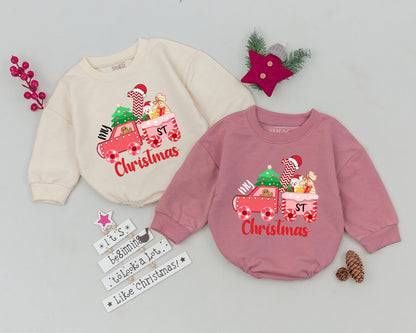 My First Christmas Baby Romper Pink Train Design Cute Holiday Outfit Gingerbread Man Santa Hat Christmas Tree Toddler Boy Girl Gift
