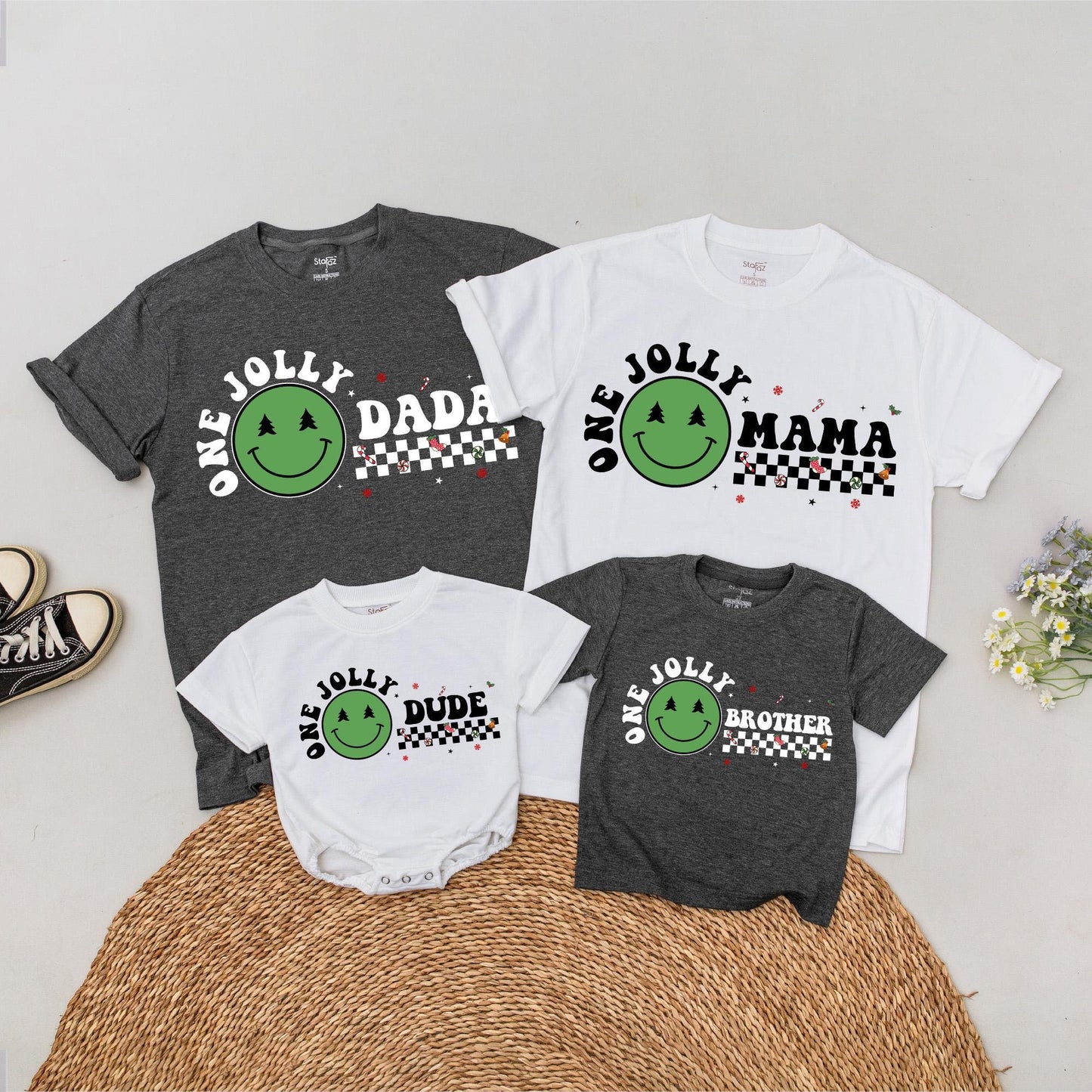 Festive Family Christmas Tees, One Jolly Dude Romper, Mommy & Me Set