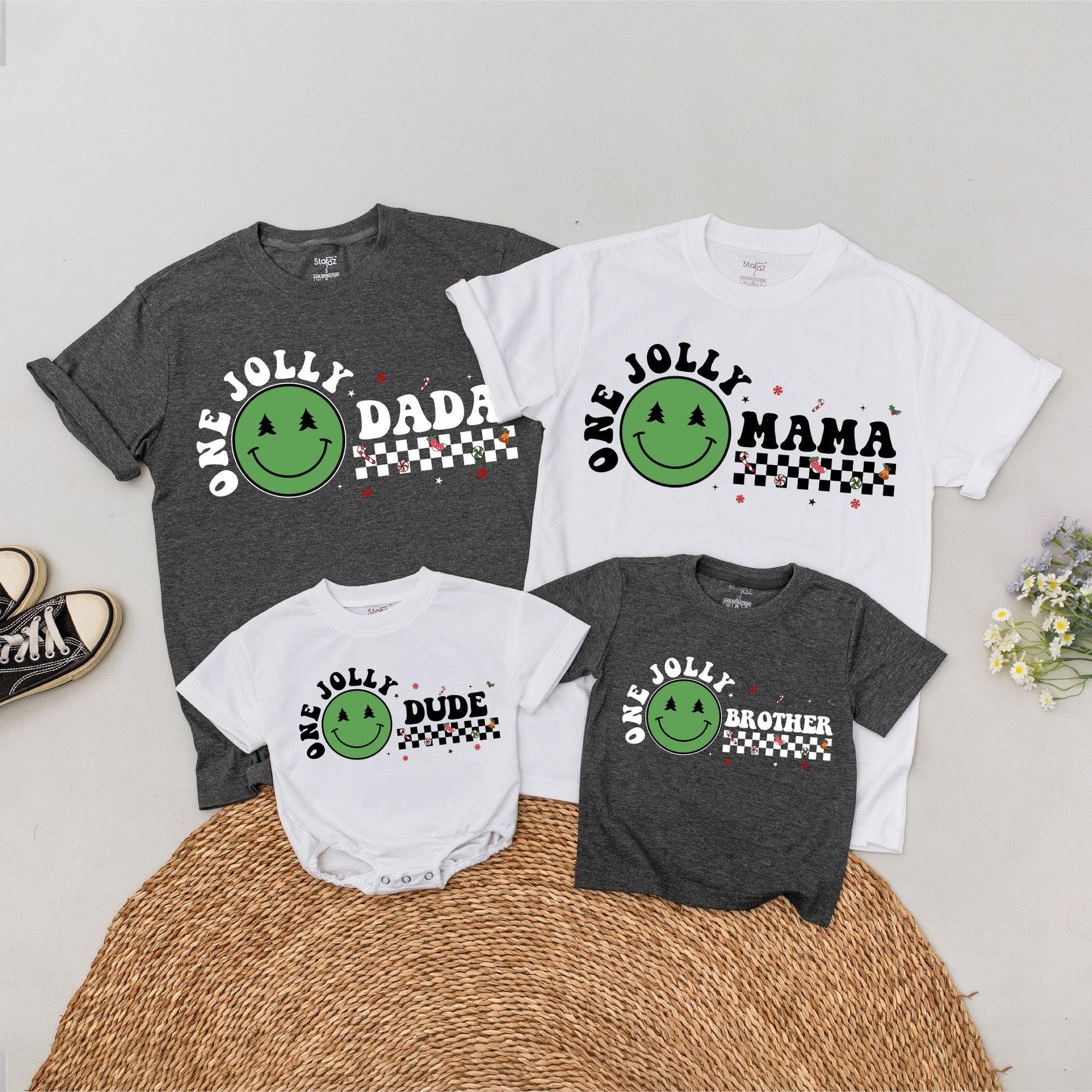 Festive Family Christmas Tees, One Jolly Dude Romper, Mommy & Me Set