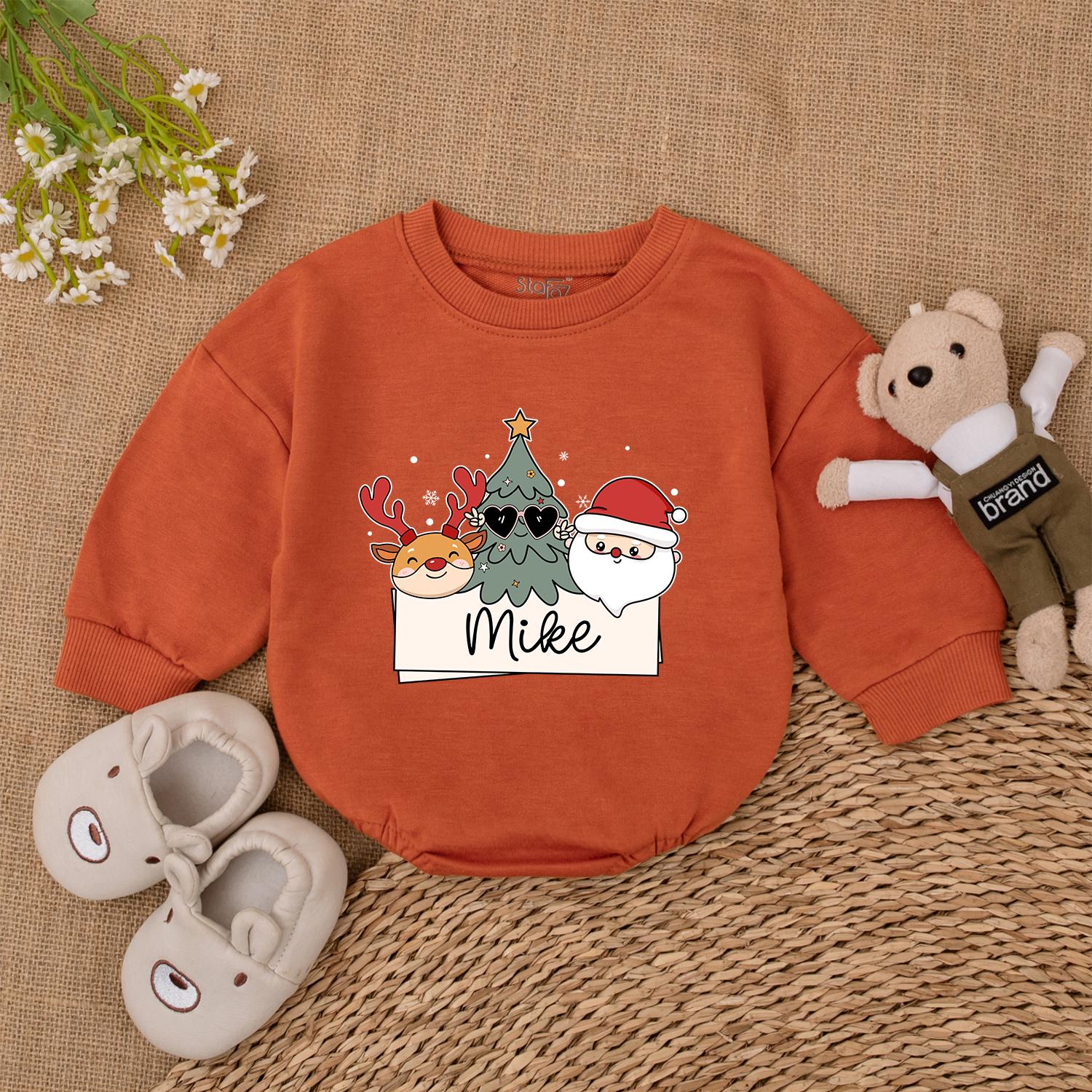 Personalized Xmas Romper - Retro Santa Baby Bodysuit Gift Idea  