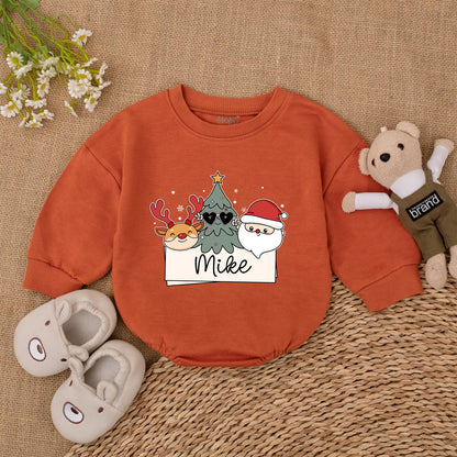 Personalized Xmas Romper - Retro Santa Baby Bodysuit Gift Idea  