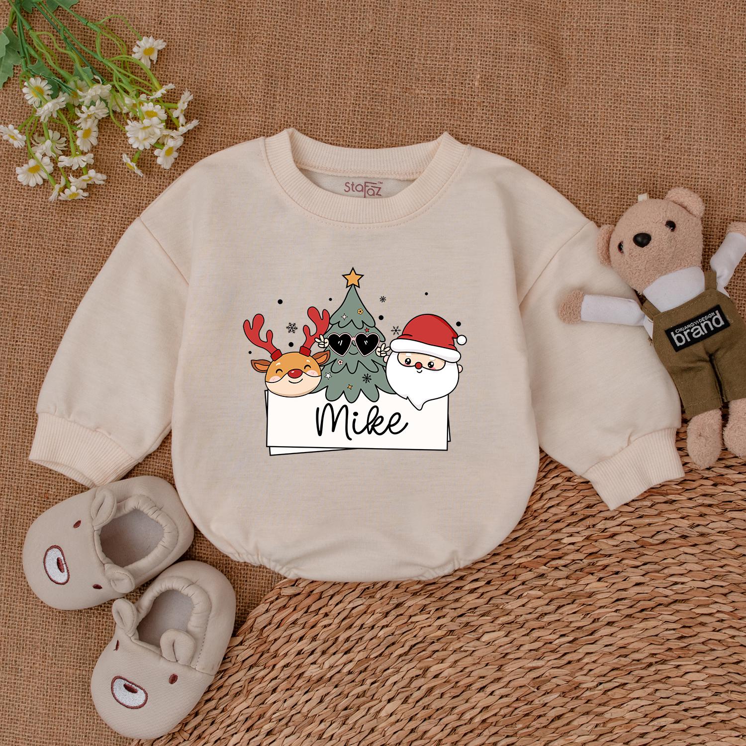 Personalized Xmas Romper - Retro Santa Baby Bodysuit Gift Idea  