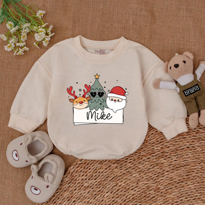 Personalized Xmas Romper - Retro Santa Baby Bodysuit Gift Idea  
