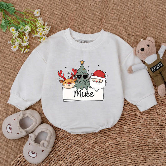 Personalized Xmas Romper - Retro Santa Baby Bodysuit Gift Idea  