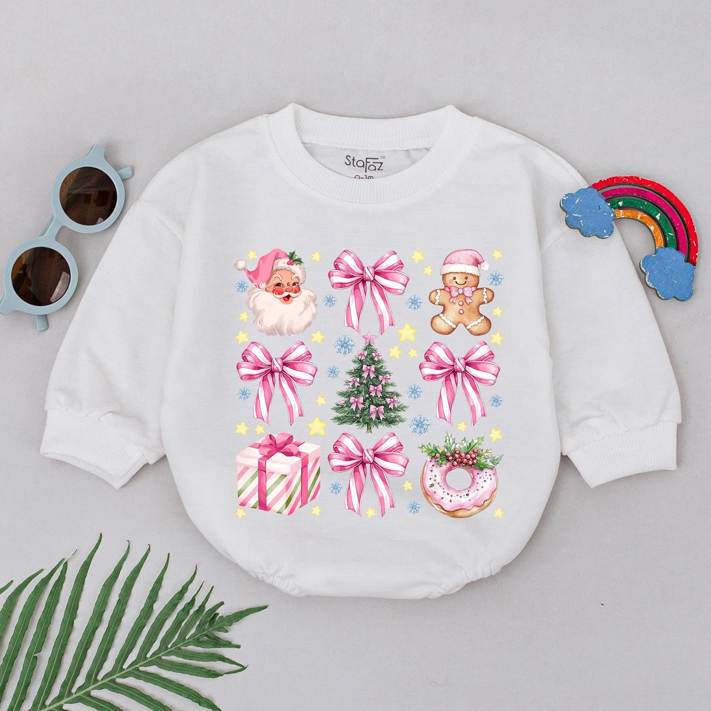 1st Christmas Baby Romper, Xmas Outfit, Newborn Girls Gift