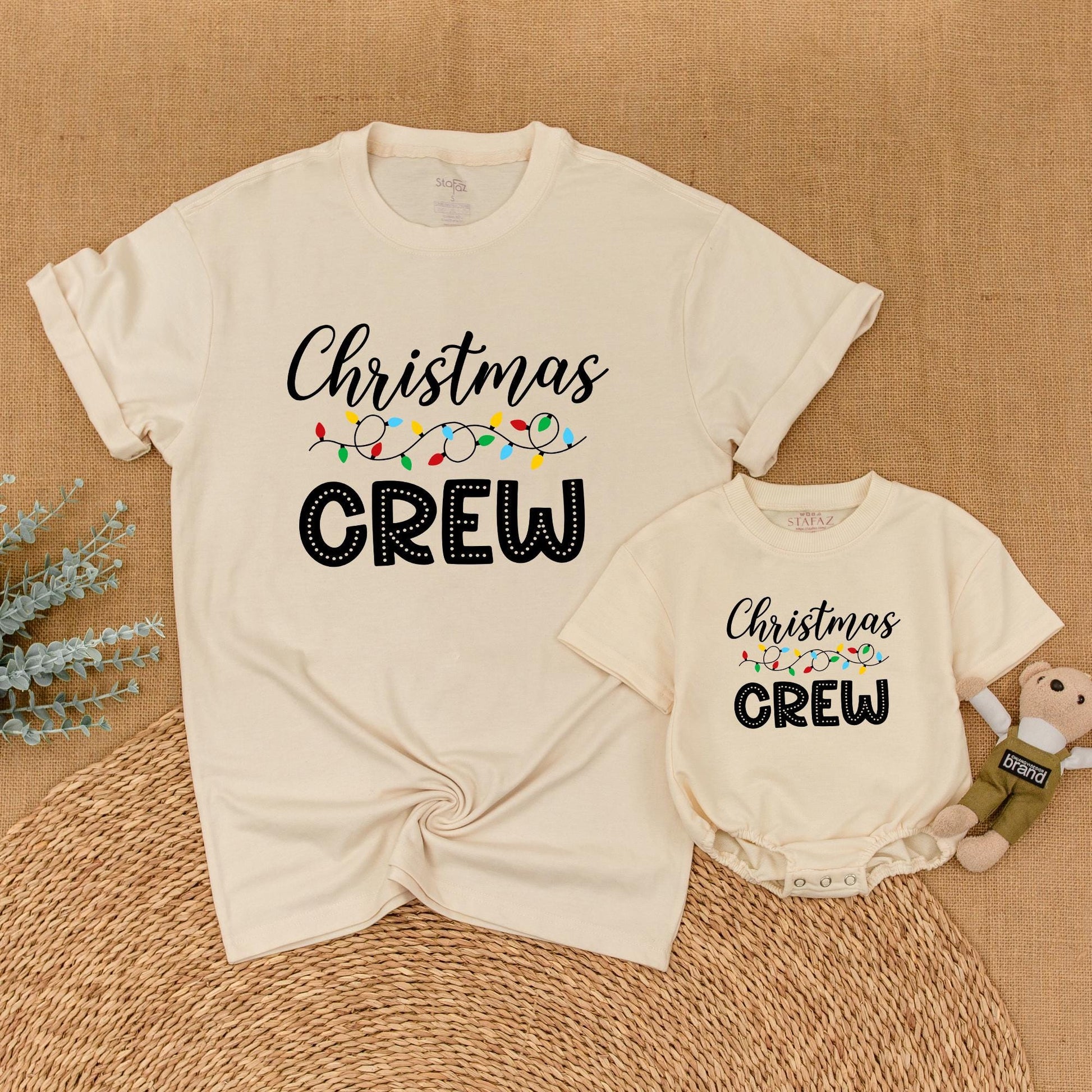 Christmas Crew Matching Family Shirts Festive Lights Design Festive Family Outfits Baby Toddler Mama Papa