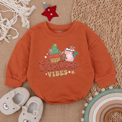 Cozy Christmas Baby Bubble Romper and Bodysuit Outfit Set