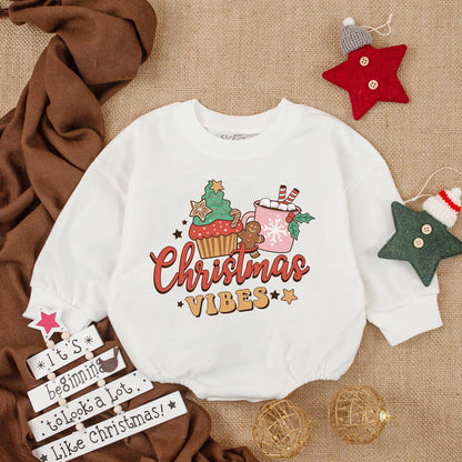 Cozy Christmas Baby Bubble Romper and Bodysuit Outfit Set