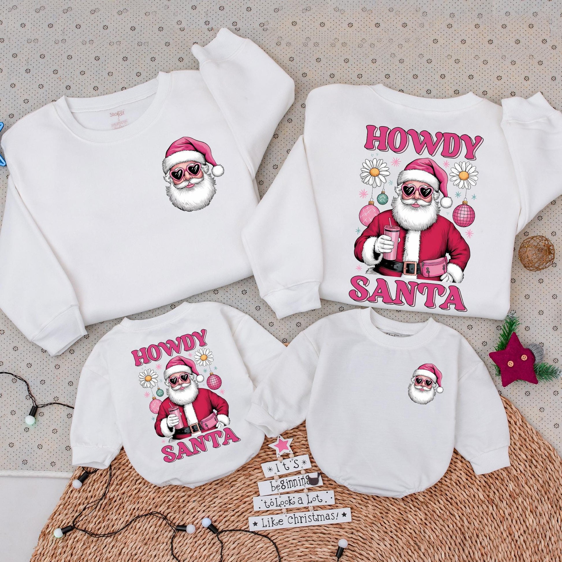 Matching Pink Santa Sweatshirt & Romper | Cozy Holiday Gift Set
