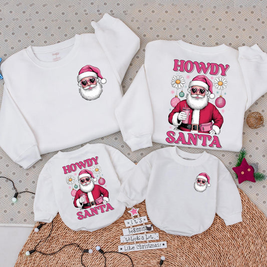 Matching Pink Santa Sweatshirt & Romper | Cozy Holiday Gift Set