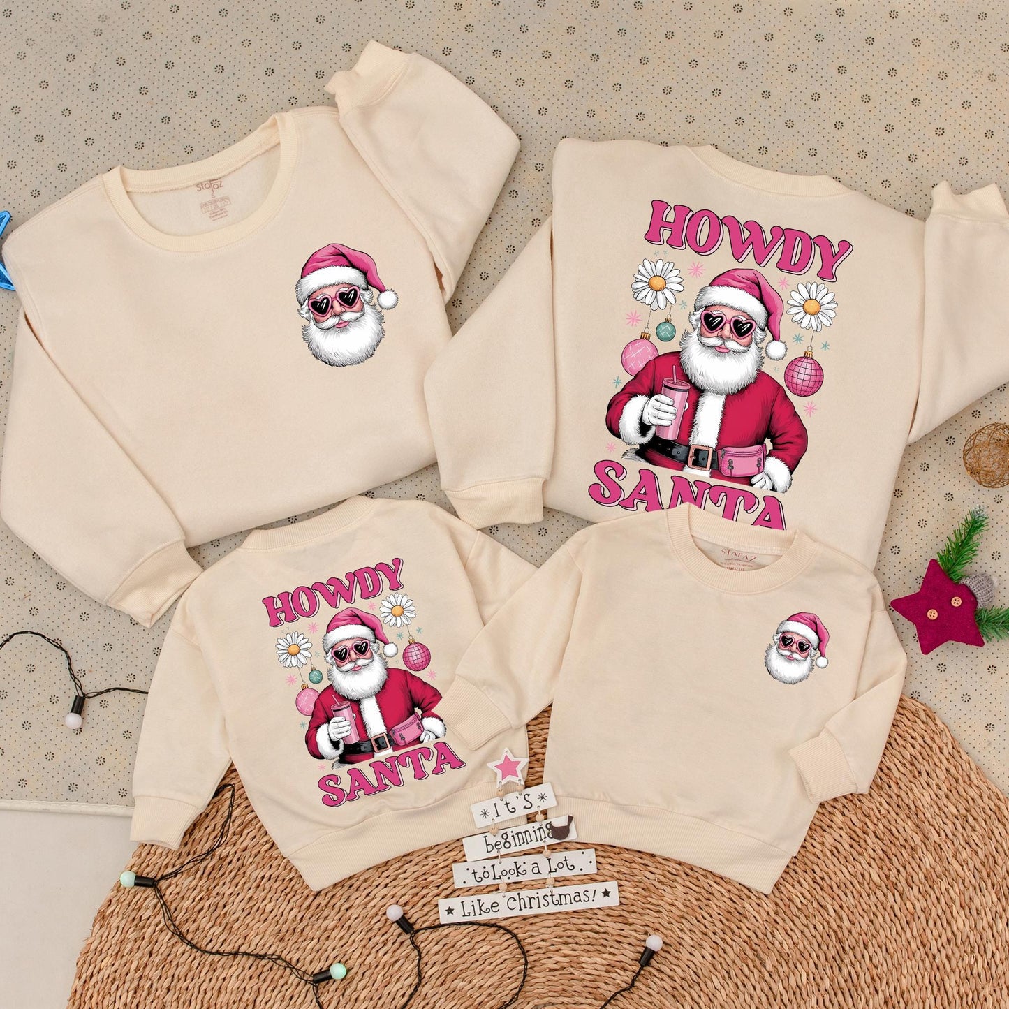 Matching Pink Santa Sweatshirt & Romper | Cozy Holiday Gift Set