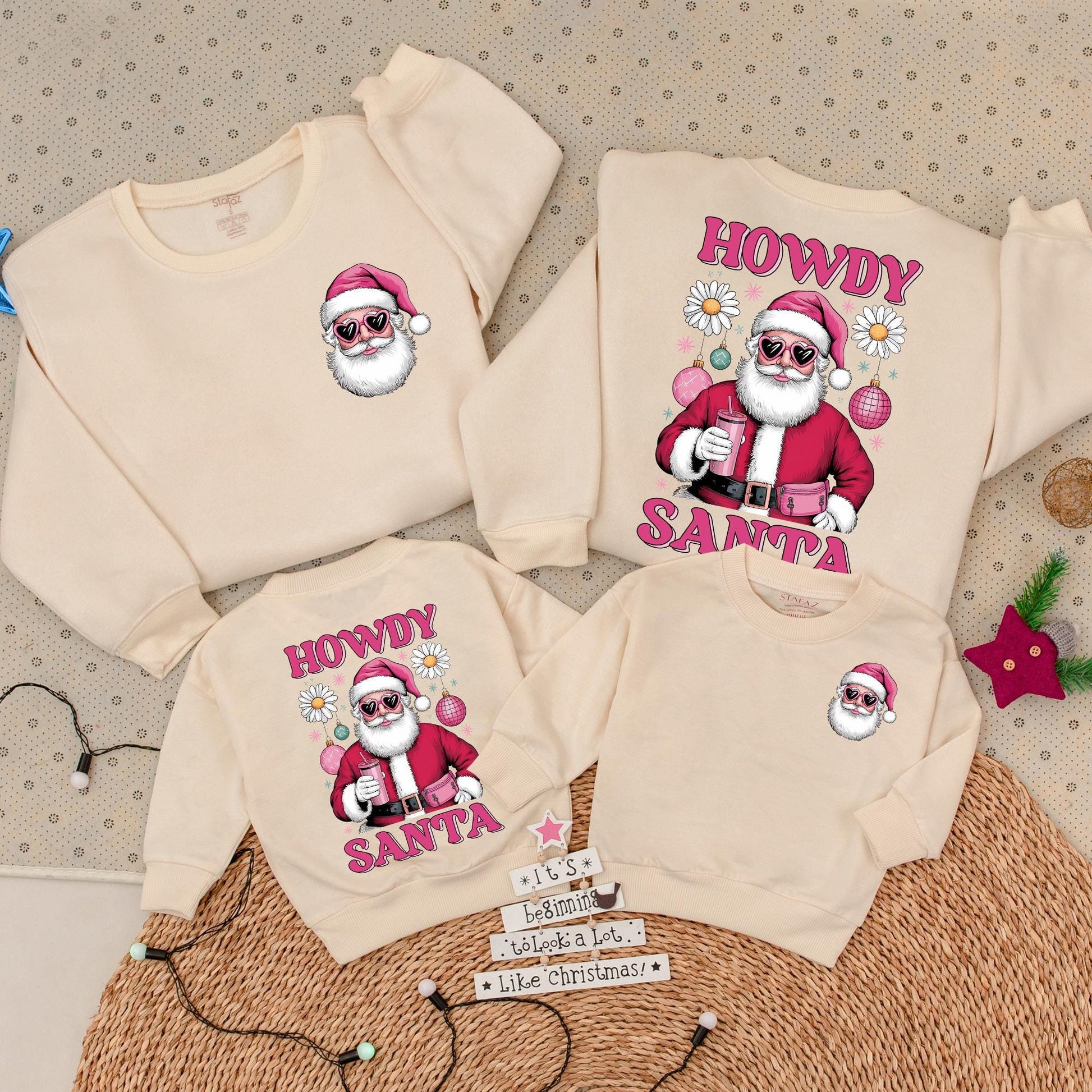 Matching Pink Santa Sweatshirt & Romper | Cozy Holiday Gift Set
