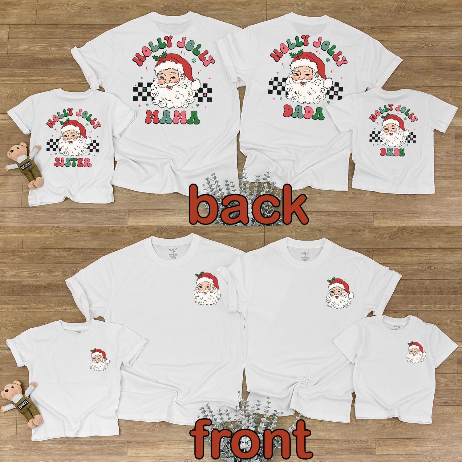 Holly Jolly Family Christmas Shirt - Retro Mama and Mini Tee