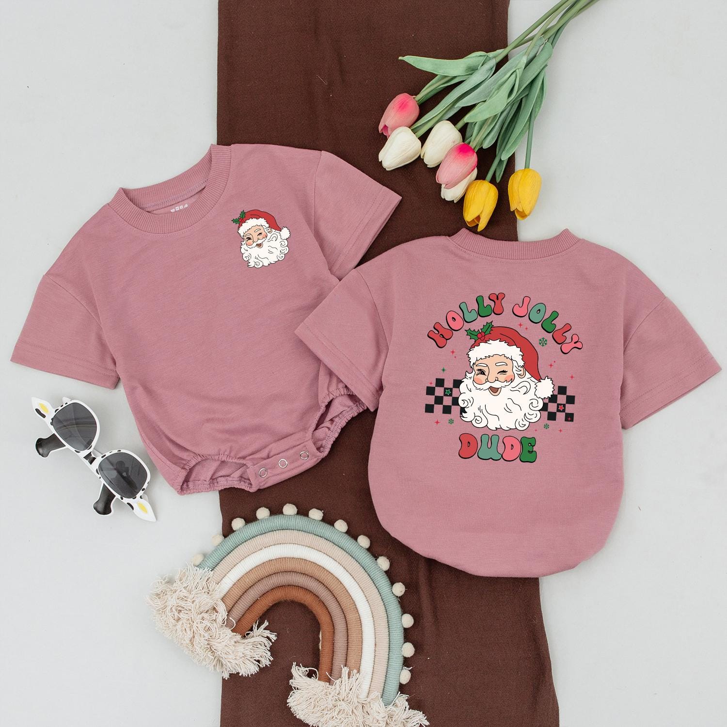 Holly Jolly Family Christmas Shirt - Retro Mama and Mini Tee