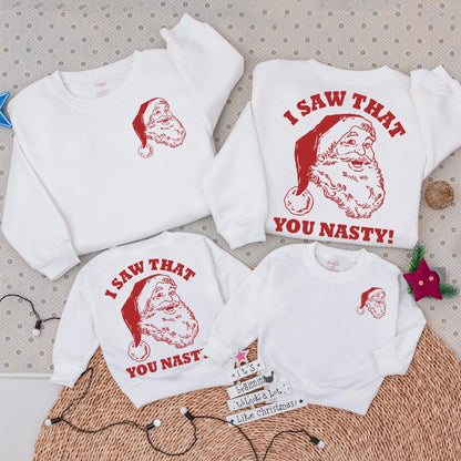Funny Family Christmas Sweatshirt & Baby Romper - Nasty Santa Gift
