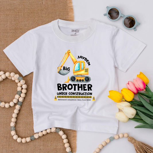 Big Brother Under Construction Shirt, Personalized Excavator T-Shirt for Toddler Jayden, Promoted to Brother Outfit, Future Brother Gift June 2025