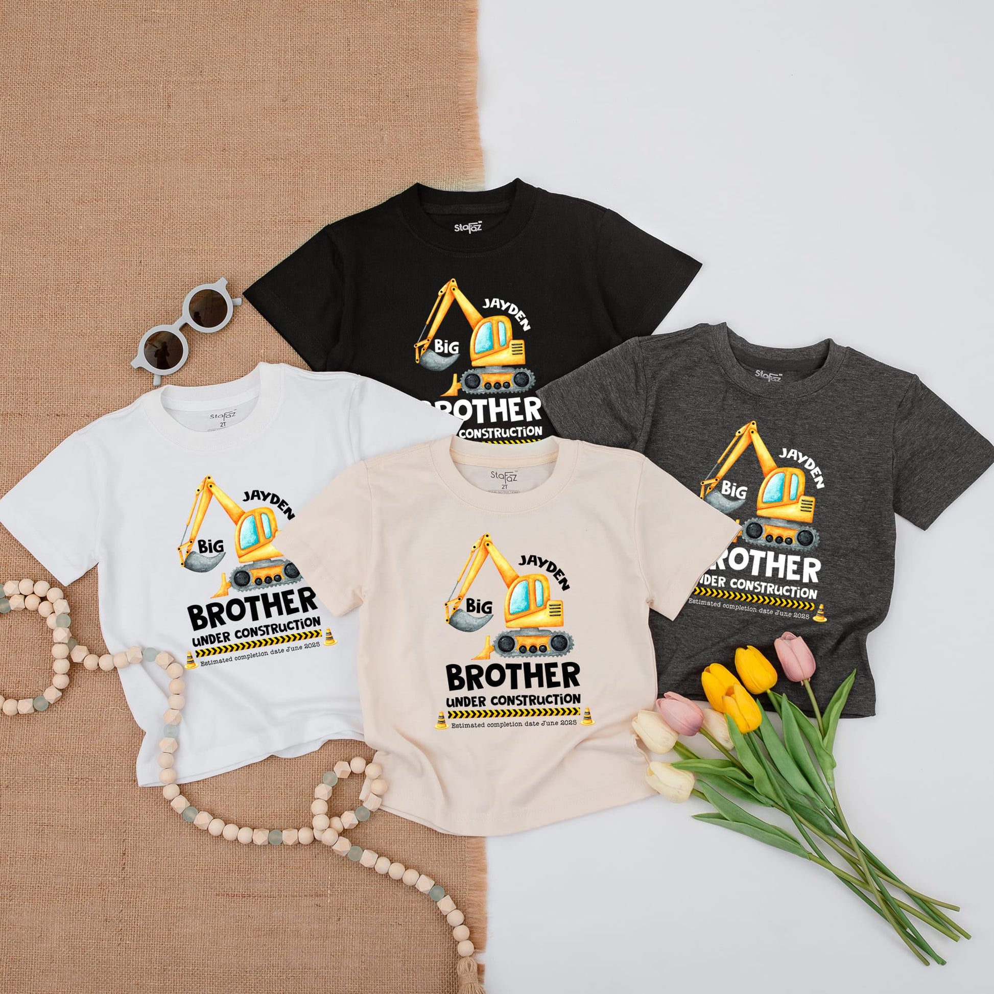 Big Brother Under Construction Shirt, Personalized Excavator T-Shirt for Toddler Jayden, Promoted to Brother Outfit, Future Brother Gift June 2025