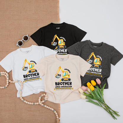 Big Brother Under Construction Shirt, Personalized Excavator T-Shirt for Toddler Jayden, Promoted to Brother Outfit, Future Brother Gift June 2025