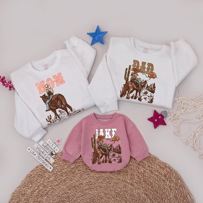 Matching Western Family Shirts Personalized with Names Cowboy Cowgirl Desert Theme Outfit Country Dad Mom Emily, Rodeo Party