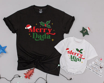 Matching Merry Christmas Family Shirts: Retro Holiday Design for Mom, Dad & Baby! First Christmas Outfit