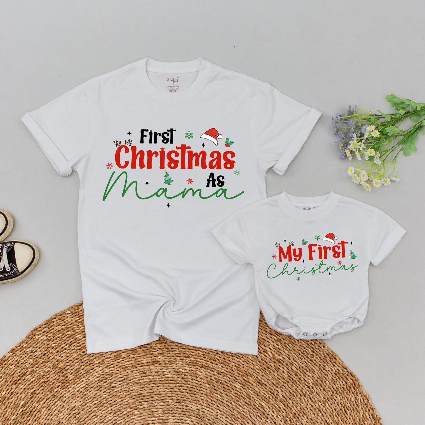 Matching Family Christmas Shirts | Merry Mama & Mini Festive Outfits