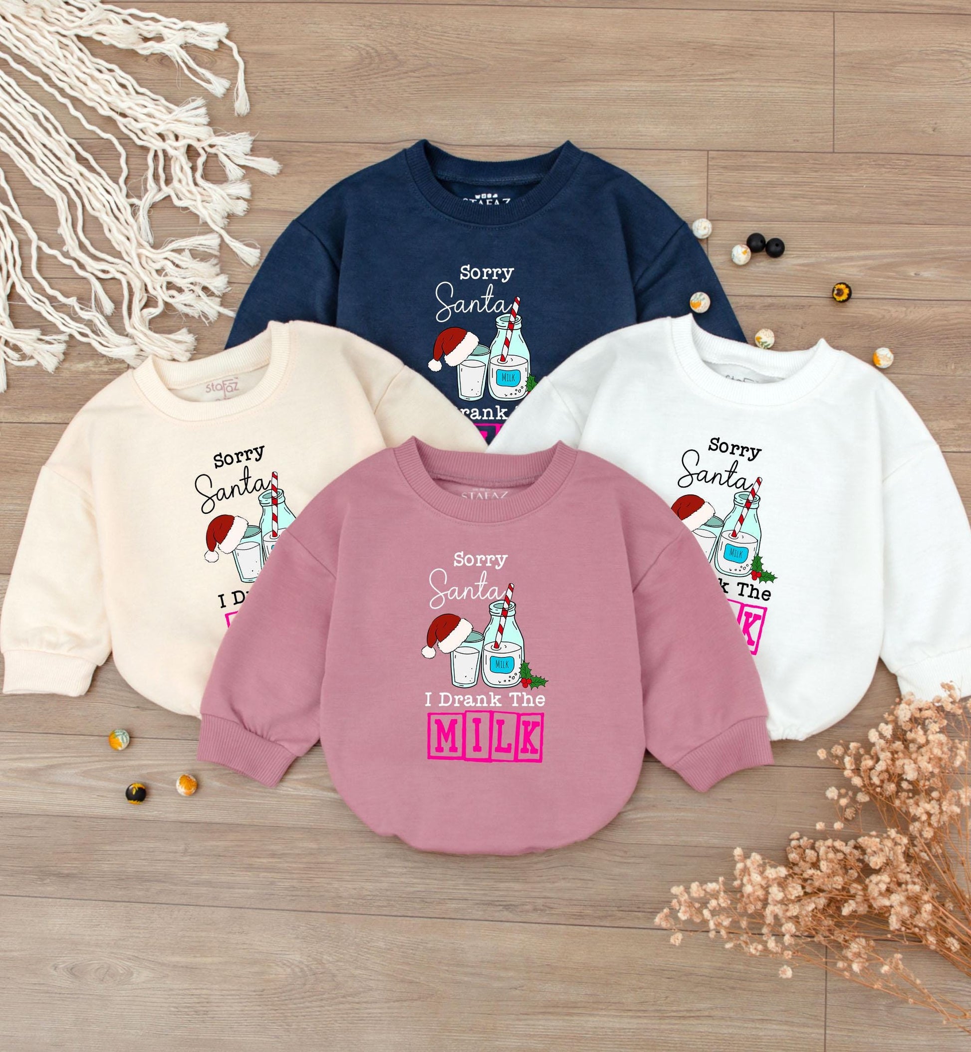 Sorry Santa I Drank The Milk Romper Whimsical Christmas Baby Outfit Long Sleeve Bodysuit Cozy Holiday Infant Clothes First Christmas Bodysuit 137