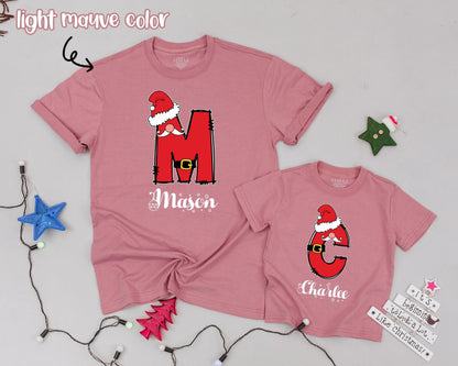 Personalized Santa Letter Christmas Crew Shirt Matching Family Outfit Red Santa Design Names Holiday Ornaments Vintage Merry Christmas