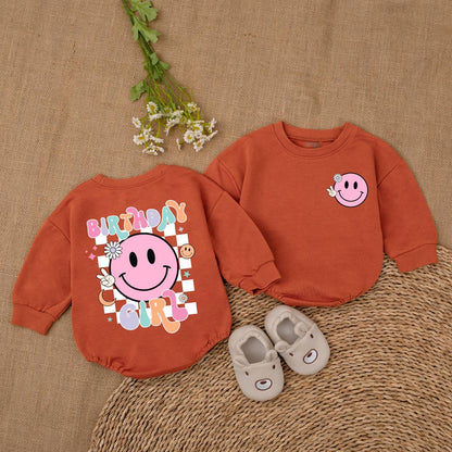 Birthday Girl Smiley Face Romper 1st Birthday Outfit Retro Fun Design Baby Girl Clothes Happy Birthday Girl Bodysuit Gift