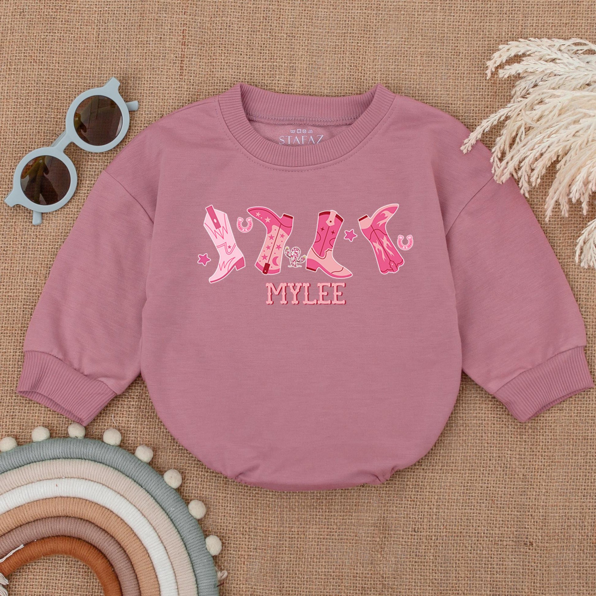 My First Rodeo Bubble Romper Adorable Western Cowgirl Pink Boot Design 1st Birthday Outfit Baby Girl Newborn Gift