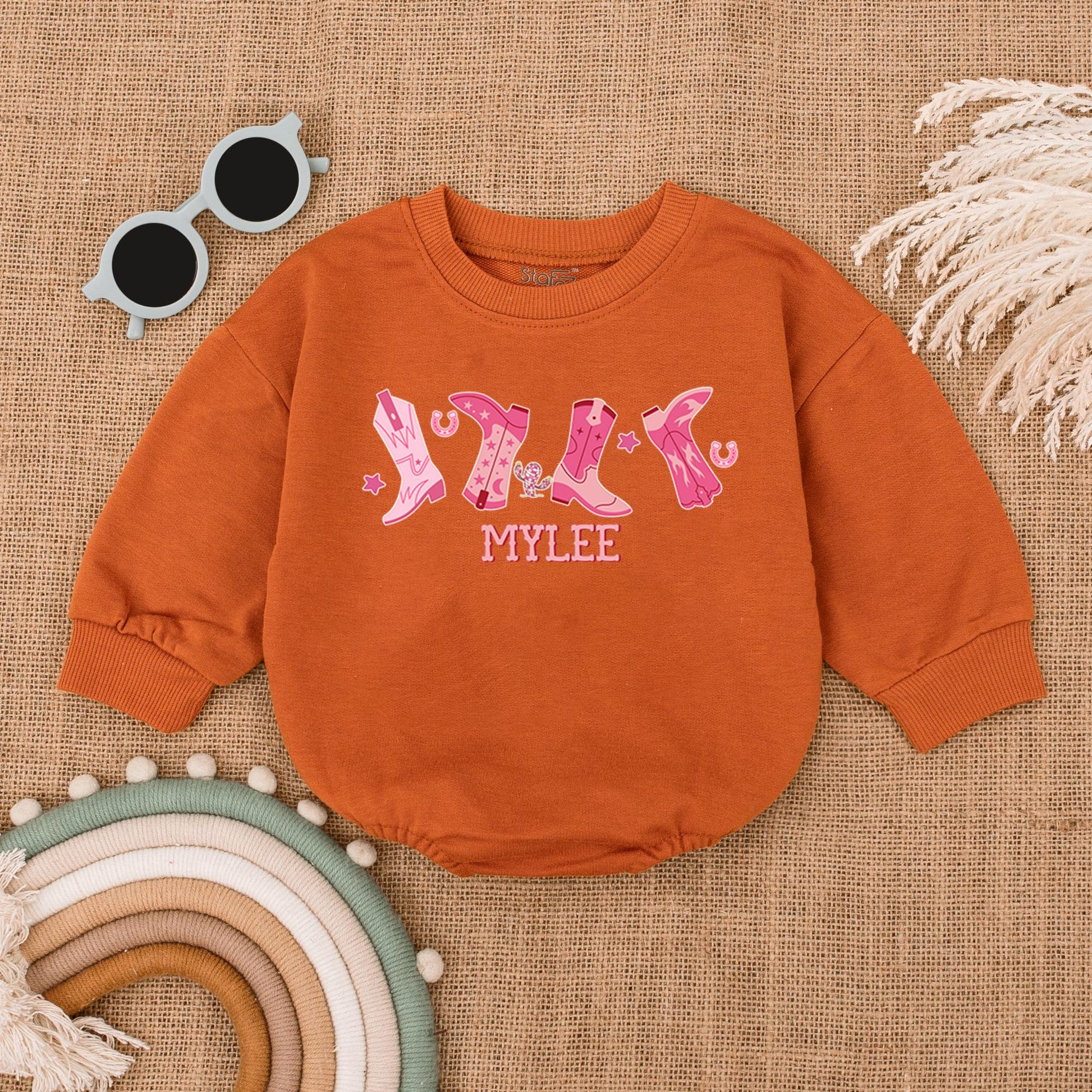 My First Rodeo Bubble Romper Adorable Western Cowgirl Pink Boot Design 1st Birthday Outfit Baby Girl Newborn Gift