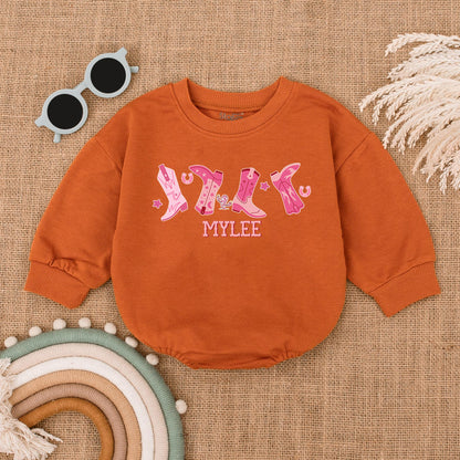 My First Rodeo Bubble Romper Adorable Western Cowgirl Pink Boot Design 1st Birthday Outfit Baby Girl Newborn Gift