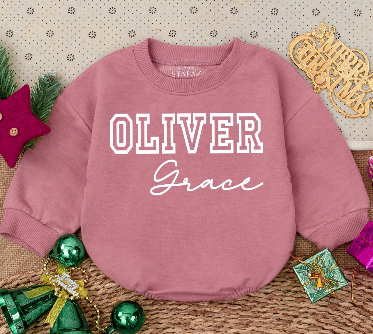 Personalized Oliver & Grace Baby Bodysuit and Hat Set, Modern Newborn Outfit, Custom Name Gift, Black and White Going Home Clothes, Baby Shower Present 139