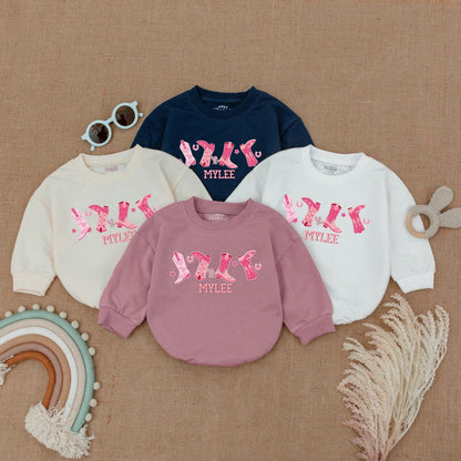 My First Rodeo Bubble Romper Adorable Western Cowgirl Pink Boot Design 1st Birthday Outfit Baby Girl Newborn Gift