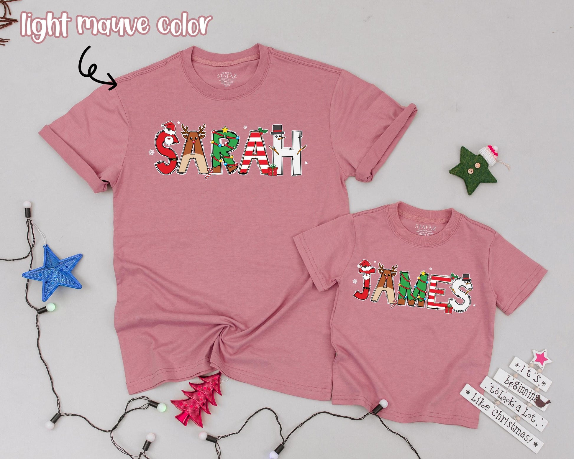 Retro Christmas Family Shirts Personalized Name Outfits, Festive Block Letter Design, Baby Announcement Matching Group, First Christmas, Mom and Baby, Vintage Holiday (139)