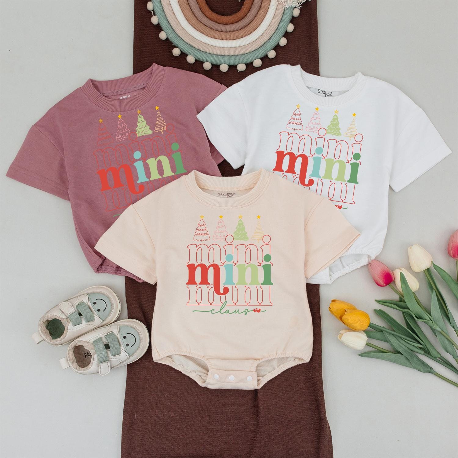 Personalized Matching Family Christmas Shirts Mama Mini Daddy Sister Festive Line Art Tree Design Holiday Outfit Tees for All