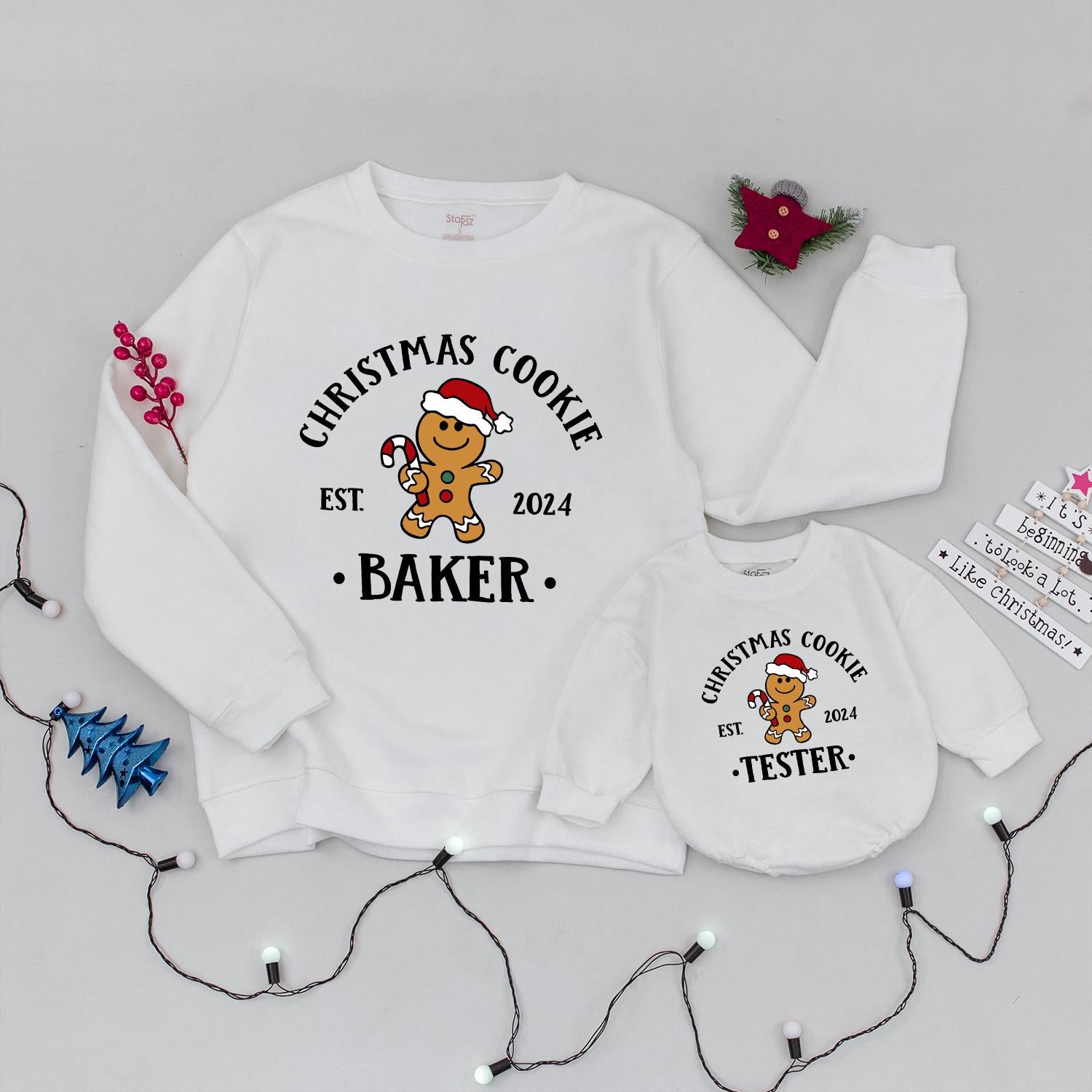 Christmas Cookie Baking Crew Sweatshirt: Festive Gingerbread Man 2024 Baker Shirt, Holiday Cookie Tester Pullover, The Cookie Crew, Christmas Family Shirt