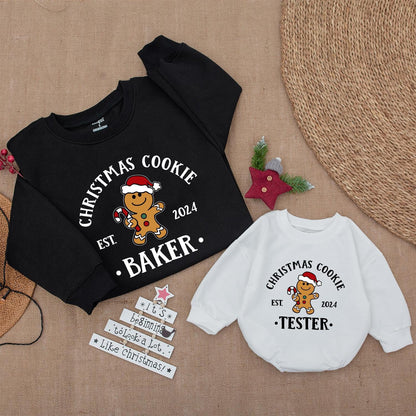 Christmas Cookie Baking Crew Sweatshirt: Festive Gingerbread Man 2024 Baker Shirt, Holiday Cookie Tester Pullover, The Cookie Crew, Christmas Family Shirt