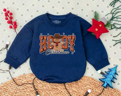 Howdy Christmas Baby Bubble Romper Western Cowboy Gingerbread Design First Holiday Celebration Outfit Toddler Infant Winter Shower Gift Clothes