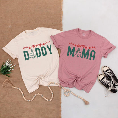 Merry Christmas Family Matching Shirts: Mama, Mini & More! Santa Sleigh Outfit, Cute Holiday Tee, Soft Cotton Blend, Festive Xmas Party, Baby Toddler Clothes
