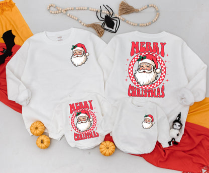 Retro Santa Christmas Sweatshirt Vintage Graphic Holiday Toddler Outfit Cozy Xmas Baby Romper Newborn Gift