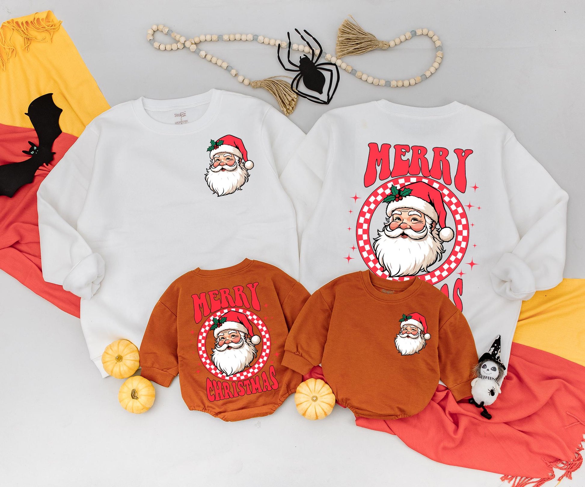 Retro Santa Christmas Sweatshirt Vintage Graphic Holiday Toddler Outfit Cozy Xmas Baby Romper Newborn Gift