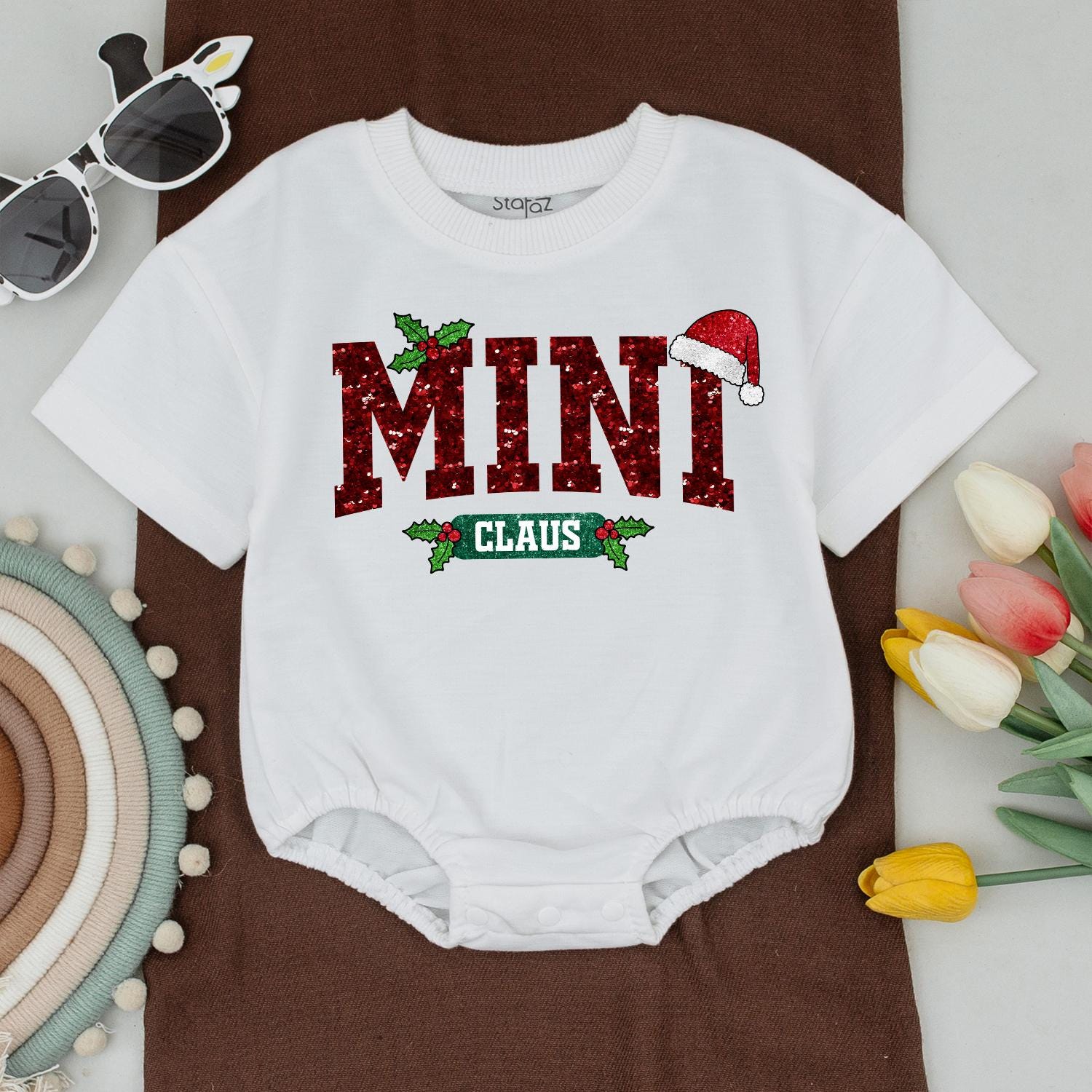 Matching Family Claus Christmas Shirts, Mama Daddy Sister Mini Outfits, Sparkly Red Holiday Tees, Santa Hats, Cute Newborn Baby Clothes Gift (139 chars)