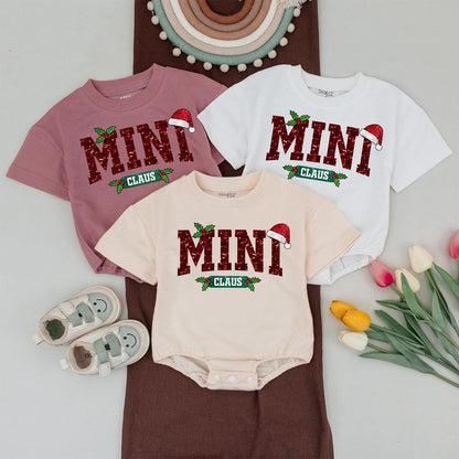 Matching Family Claus Christmas Shirts, Mama Daddy Sister Mini Outfits, Sparkly Red Holiday Tees, Santa Hats, Cute Newborn Baby Clothes Gift (139 chars)